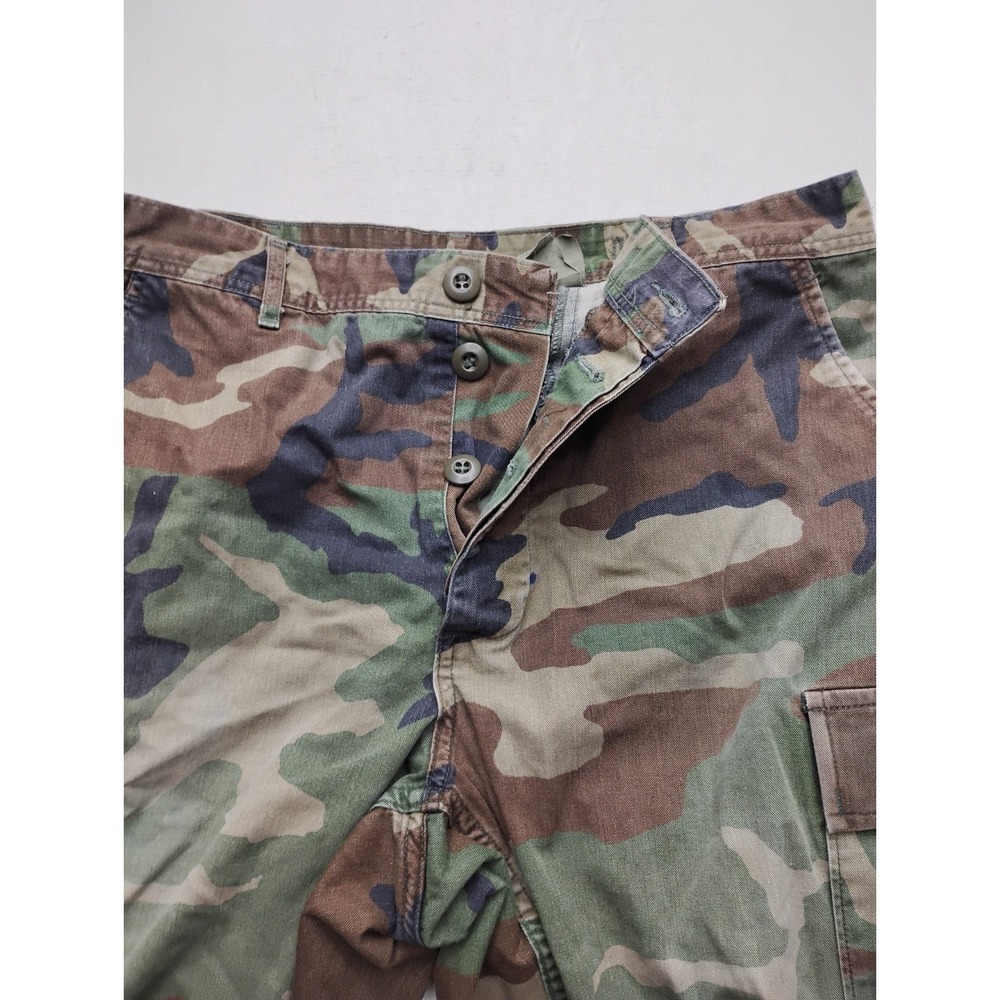 US Military Woodland Camo Button Fly Combat Trousers Medium Short Cargo 32x30